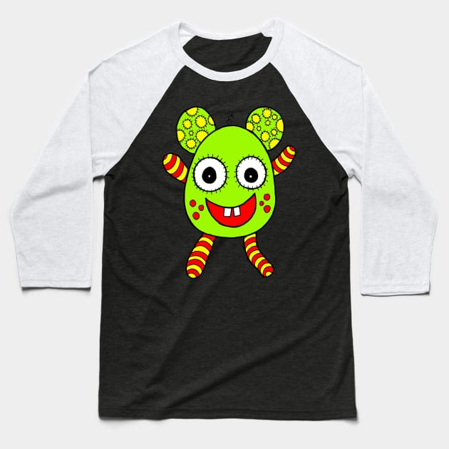 Little Green Monster Baseball T-Shirt by coloringiship